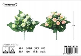 Műrózsa csokor 34 cm Krém és rózsaszín