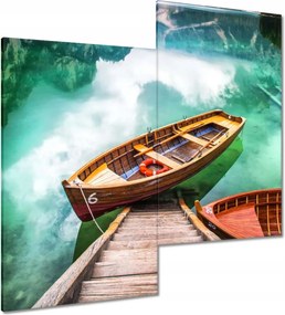 Vászonkép 60x60 Csónak a hegyi tavon