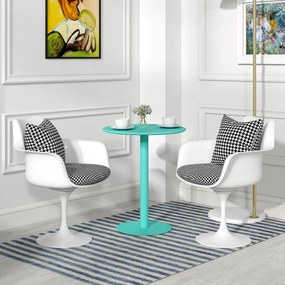 HOMCOM Kerek Étkezőasztal 2 Főre Acél Konyhai Asztal Belső és Külső Használatra Ø60x72 cm Zöld | Aosom