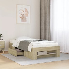 sonoma tölgy színű szerelt fa ágykeret matrac nélkül 90x190 cm