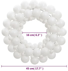 fehér polisztirol karácsonyi koszorú 45 cm