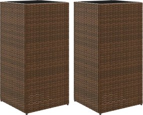 vidaXL 2 db barna polyrattan kerti ültetőláda 40x40x80 cm