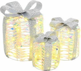 vidaXL Ajándékdoboz Dekoráció 3 pcs Meleg fehér 20 x 20 x 20 cm PET