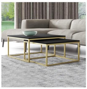 KÉSZLET 2x Kávésasztal DUAL fekete/arany