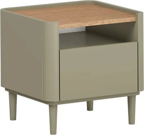 Elivo éjjeliszekrény 50 cm fiókkal, fém lábakon - eukaliptusz / baltic dune tölgy