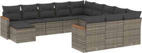 vidaXL 12 részes szürke polyrattan kerti ülőgarnitúra párnákkal