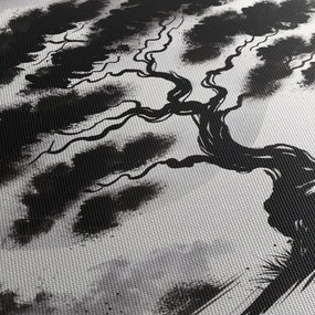 Kép – Fekete-fehér bonsai (90x60 cm)