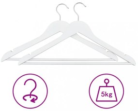 20 db fehér csúszásmentes keményfa ruhaakasztó