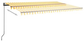 sárga-fehér szélérzékelős és LED-es napellenző 500x300 cm