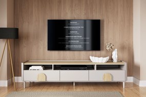 Amilio RTV szekrény 200 cm - kasmír / olajozott tölgy / világos tölgy fogantyú