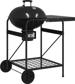 vidaXL Kültéri grill kerékkel Fekete 91 x 71 x 107 cm Fém