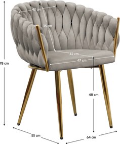 Étkezőszék, szürkésbarna Taupe Velvet szövet/gold króm arany, DEILA