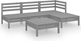 vidaXL 5 részes szürke tömör fenyőfa kerti ülőgarnitúra