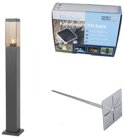 Modern kültéri állólámpa sötétszürke füst színűvel 80 cm - Malios