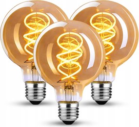 3DB Led Dekorációs Izzó E27 4W Filament Edison 8cm G80