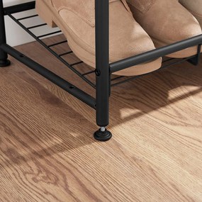 Egymásra rakható cipőtároló rendszer, 68,5 x 49,5 x 27,5 cm, fekete