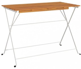 tömör akácfa és acél összecsukható bisztróasztal 100x54x71 cm