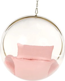 Függő fotel, átlátszó/arany/rózsaszín, BUBBLE NEW TYP 1