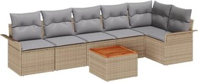 vidaXL Kerti Kanapé Szett 7 pcs Beige és Világosszürke polirattan