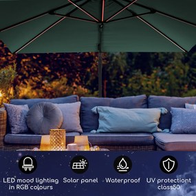 Blumfeldt Arles, napernyő, 300 x 300 cm, poliészter, UV50+, vízlepergető, LED világítással