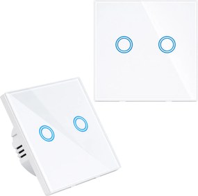 Fénykapcsoló Dupla 9x9x4 cm Fehér Érintőkapcsoló Tartós