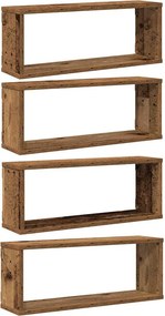 vidaXL 4 db antik fa színű szerelt fa fali kockapolc 60 x 15 x 23 cm