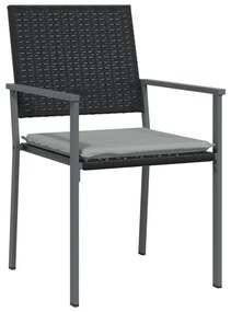 4-es szett Fekete PE rattan, porszórt acél 54x62.5x89 cm
