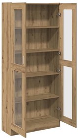 kézműves tölgy színű szerelt fa magasszekrény 82,5x30,5x185 cm
