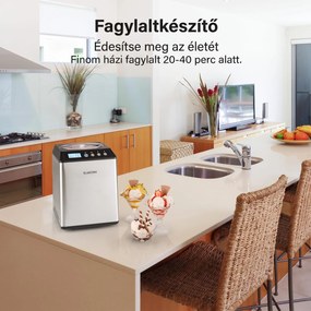 Klarstein Vanilly Sky Family, fagylaltgép, fagylalt- és fagyasztott joghurtkészítő gép, 250 W, 2,5 L, ezüst