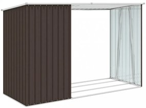 barna horganyzott acél kerti tűzifatároló 245 x 98 x 159 cm
