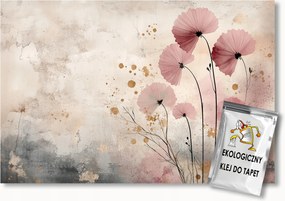 Fotótapéta Flizelina Absztrakt Rózsaszín Pipacs Virágok Boho 350x250 ragasztó