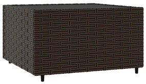 vidaXL barna polyrattan négyzet alakú kerti dohányzóasztal 50x50x30 cm