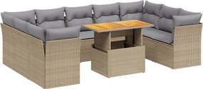vidaXL 10 részes bézs polyrattan kerti ülőgarnitúra párnával