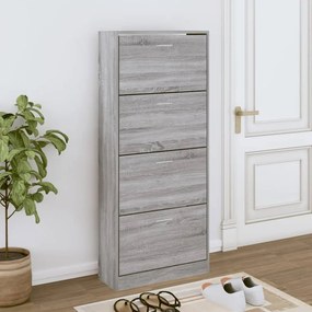 szürke sonoma színű szerelt fa cipősszekrény 63x24x147 cm