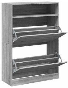 szürke sonoma cipőszekrény 2 kihajtható fiókkal 80x34x116 cm