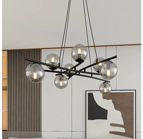 Csillár zsinóron ESSA 8xE14/10W/230V fekete/füstös