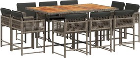 vidaXL 11 részes szürke polyrattan kerti ülőgarnitúra párnákkal