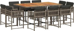 vidaXL 11 részes szürke polyrattan kerti ülőgarnitúra párnákkal
