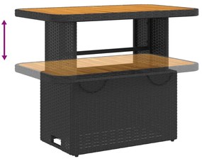 2 részes fekete polyrattan kerti étkezőgarnitúra párnával