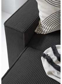 Antracitszürke kordbársony kinyitható sarokkanapé (jobb oldali-U alakú) Brave Dave – Miuform