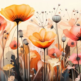 Poszter 70x70cm Táncos pipacsok