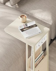 Oldalasztal, éjjeliszekrény beépített elosztóval krémfehér színben