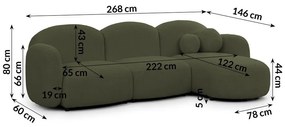 Zöld buklé sarokkanapé (jobb oldali-heverő résszel) Orbit – Ropez