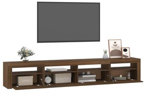 barna tölgy színű TV-szekrény LED-lámpákkal 240x35x40 cm