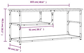 szürke sonoma színű szerelt fa és acél TV-szekrény 103x38x46,5