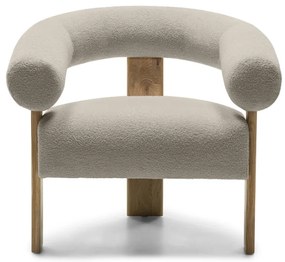 Bézs design fotel KOKEI, tölgy