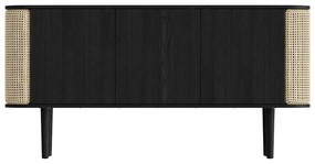 Fekete-natúr színű alacsony komód tölgyfa dekorral 150x75 cm Treasures – UMAGE