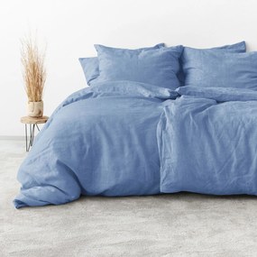 Goldea lenvászon keveréket tartalmazó ágyneműhuzat - kék 240 x 220 és 2db 70 x 90 cm