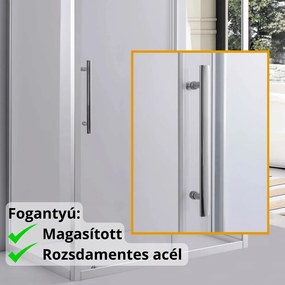 Stuxi Nizza 140x100 falsíkra szerelhető 3 oldalú tolóajtós zuhanykabin 6 mm vízlepergető biztonsági üveggel, króm elemekkel, 200 cm magas