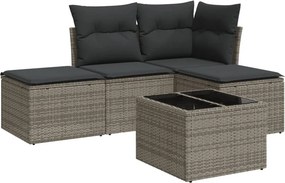 vidaXL 5 részes szürke polyrattan kerti ülőgarnitúra párnákkal